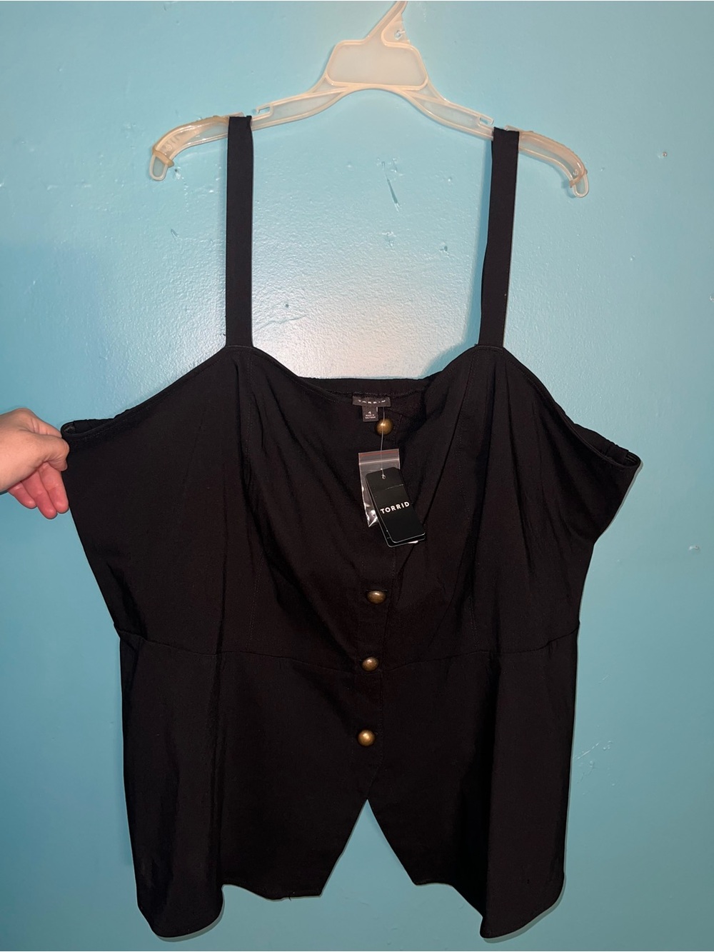 Torrid Black Faux Button-Front Top
